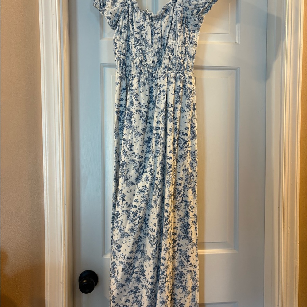 H&M Blue and White Floral Dress